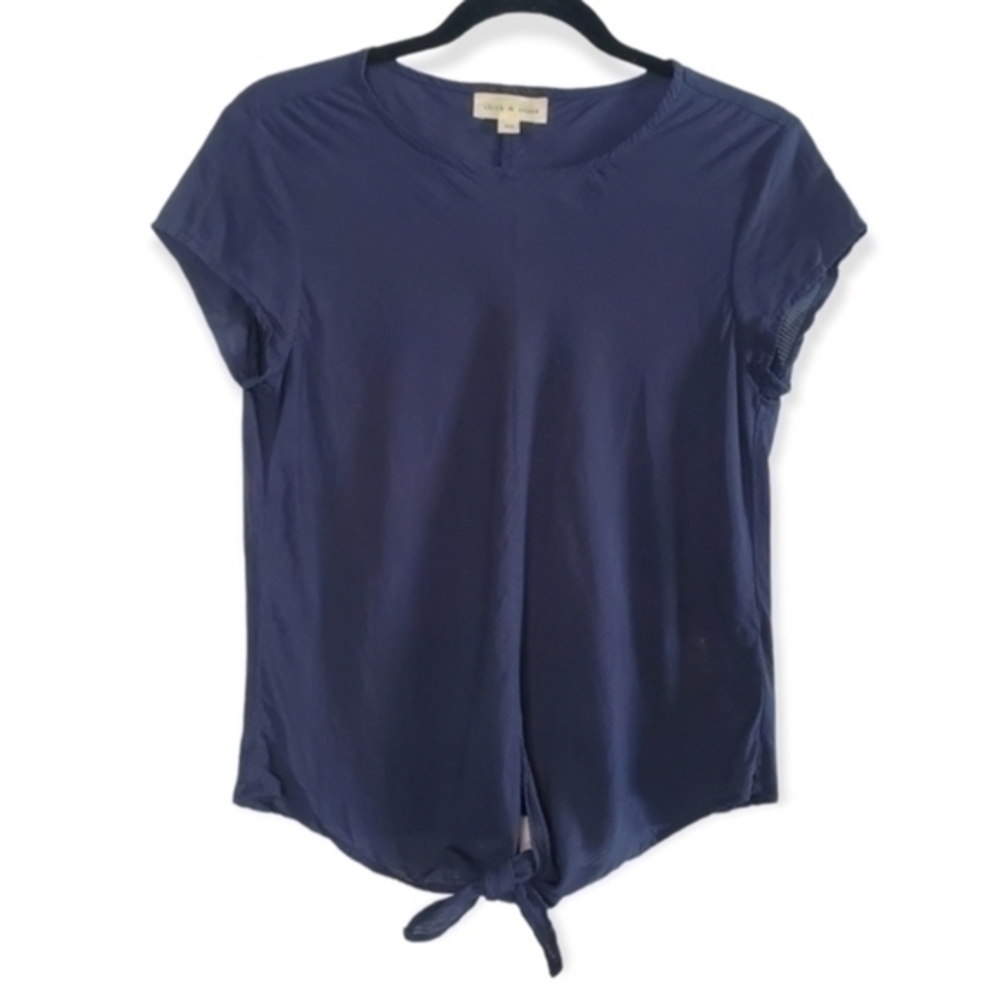 Anthropologie Cloth & Stone Cap Sleeves Tie Front Top